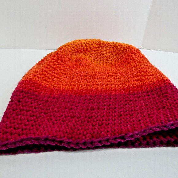 Multicolor Slouch Hat Baggy Beanie Cap Unisex Handmade Crochet Knit Stripe NWT - Picture 5 of 7
